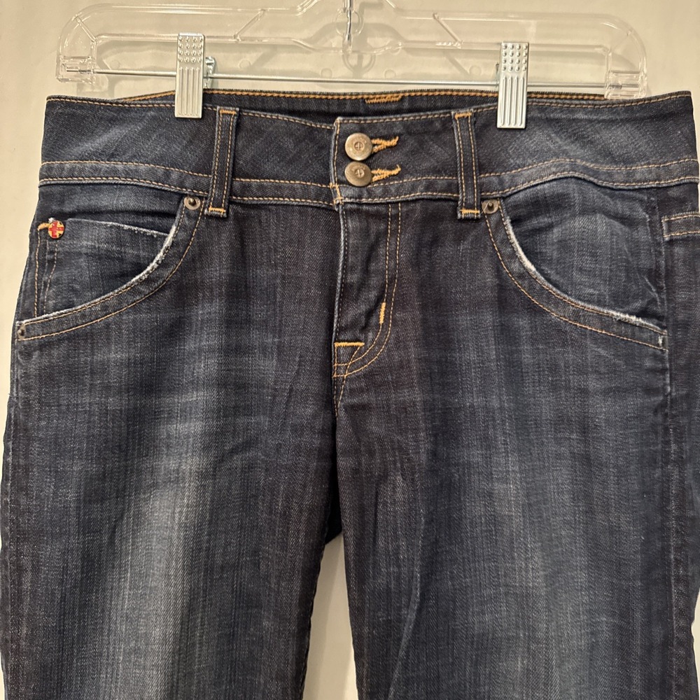 Vtg Hudson Signature Bootcut Flap Jeans Women's Sz28 Blue Distressed